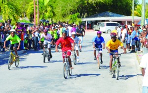 Male cycling race in progress