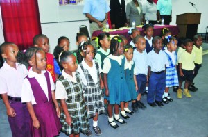 Pre-school and Kindergarten students performing