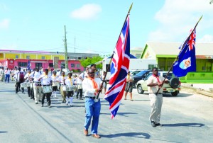 The Pathfinders Drum Band and Scout Leaders