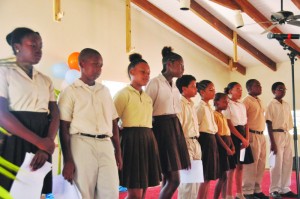 Morris Vanterpool Primary School students reciting poem about Mr. Webster
