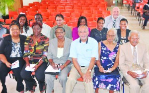 Mr. & Mrs. Ronald Webster (right) with Mr. Baird and other Education Officials