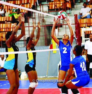 Tavia Nelso Connor and Connie Liburd playing against St.Lucia