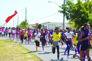 One of the girls' races in progress