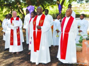 Clergy L-R: Fr. Czoch, Rev. Julius, Bishop Brooks and Rev. Hodge