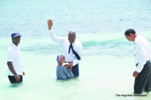 Baptismal scene with Pastor Virgil Sams