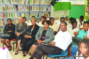 Attorney Pam Webster (2nd from left), Justice Mathurin, Bar President Yvette Wallace, Digicel's Colwayne Pickering and others