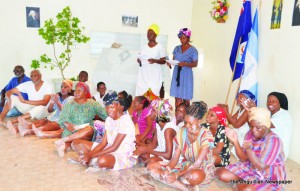 Ebenezer group depicting slaves at church service