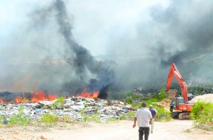 Flames engulfing a section of the Corito Landfill