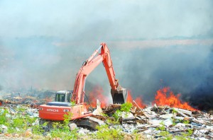 Flames engulfing a section of the Corito Landfill