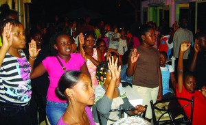 Youngsters repeat the oath of membership