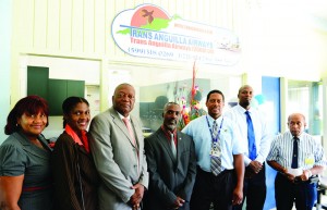 St. Eustatius Officials with Mr. Vernol Gumbs and Mr. Haydn Hughes of Anguilla (5th and 6th from left) (Photo Courtesy Josveek Huligar)