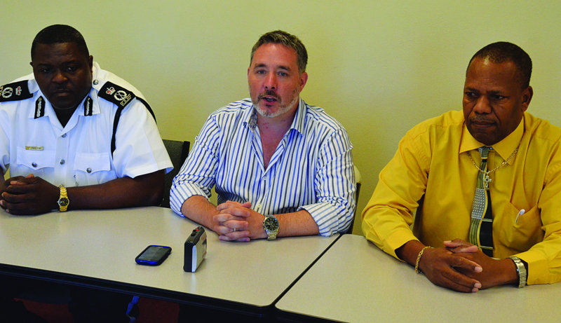 L-R: Commissioner Proctor, Det. Insp. Ian McDonald and Insp.  Ermis Rogers