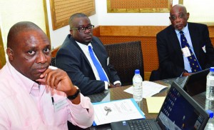 L-R: Mr. Carlton Samuels, Mr. Cebert Adamson and Professor Delroy Louden