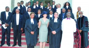 Members of the Bar, Judiciary, The Clergy and Governor Scott on the steps of St. Mary's Parish Church