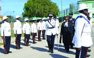 Resident Judge Justice Mathurin inspecting Guard of Honour