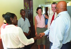 Dr. Hayes and other Visiting Officials with Principal, Deputy Principal and students at the Comprehensive School