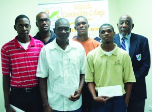 TVE Scholarship recipients with Professor Delroy Louden and Mr. Fritz Smith, TVET Coordinator at the ACC