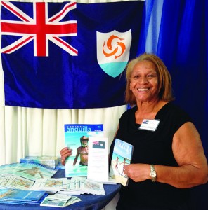 Wilma Broaden at Welcome Desk