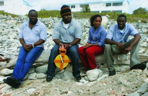 Department of Fisheries and Marine Resources staff.L-R: Carlos Sasso, Randall Richardson, Kafi Gumbs, Remone Johnson.
