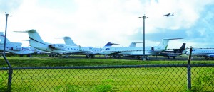 Jets at Airport shoulder parking lot