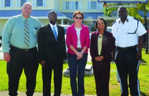 L-R: Mr. Kenneth Hodge, Mr. Jerome Roberts, Governor Christina Scott, Mrs. Ranyo Foy Connor and Commissioner Rudolph Proctor