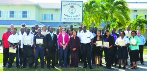 Mr. Roberts,Governor, Mrs Foy-Connor and Commissoner Proctor with Trained Personnel