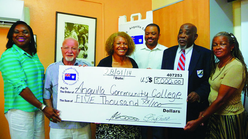 Chamber of Commerce Presents Cheque to Anguilla Community College