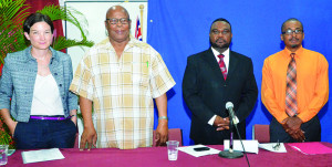 Governor Scott, Chief Minister Hughes, Mr. Foster Rogers and  Dr. Aidan Harrigan