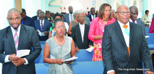 Acting Governor Stanley Reid & Mrs. Reid, Chief Minister Hughes and other officials 