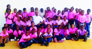 OKPS Grade 2 students with Tr. Bonetta (standing left rear),  Coach Louis and Tr. Akilah (seated)