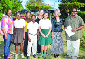 Pam Webster (second from right), Festival Commitee members and students