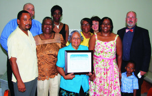  Music Teachers pose with Mrs. Ashby and Mr. Marshall, Music Examiner at retirement programme, May 2010