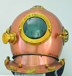 One of the displayed Diving Helmets