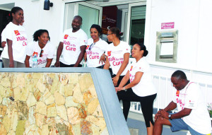 CIBC First Caribbean Anguilla staff warming up for 2014 Walk for the Cure