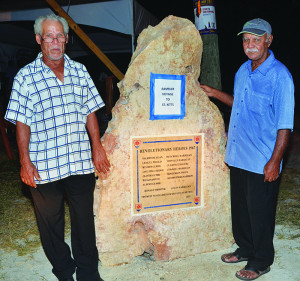 Plaque unveiled by Kenneth Harrigan (right) and Wilkin Smith (left)