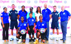 Chelsea Coaches, Digicel and Football Association personnel and Anguillian youngsters