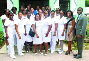 Nurses with Pastor Elsworth Grant and Mrs Grant (far right) 