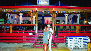 Didier and Veronique outside restaurant