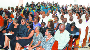 Anguillian Elected Officials, Clergy, Rev. Weekes' family and others. Behind: Ebenezer Choir