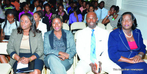 Government and church officials with school leavers