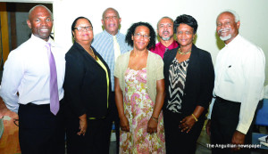 Mrs. Webster Stuart (centre) with Gov't, Education Officials and Rev. Dr. Wycherley Gumbs 