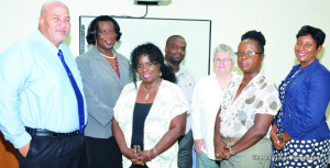 L-R: Mr. Kenneth Hodge, Mrs. Evalie Bradley, Dr. Marilyn Morris, Mr. Kharim Hodge,  Ms. Christine Toppin-Allahar, Mrs. Barbara Jacobs-Small and Mrs. Cora Richardson-Hodge