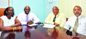 L-R: Mrs. Lorna Rogers, Mr. Cardigan Connor, CM Victor Banks and  Mr. Evans McNiel Rogers