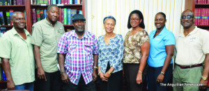 L-R: Mr. Joseph Vanterpool, Mr. John Benjamin QC, Mr. "Dumpa" Martin, Ms. Joan Richardson, Ms. Sharon Richardson, Ms. Jade Reymond (FLOW) and Mr. Keithley Lake