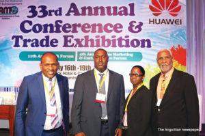 L-R: Hon Mark Vanterpool Minister Telecoms BVI, Hon Curtis Richardson Minister Telecoms Anguilla, Mrs Idona Alord, Commissioner PUC Anguilla, Kenn Banks, Executive Director PUC Anguilla.