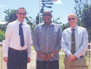 L-R: Sir Simon McDonald, Chief Minister Victor Banks and  Governor Tim Foy, OBE 