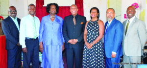 L-R: Mr. Mark Romney, Mr. Othlyn Vanterpool, Mrs. Evalie Bradley, CM Victor Banks,  Mrs. Cora Richardson-Hodge, Mr. Evans McNiel Rogers and Mr. Cardigan Connor