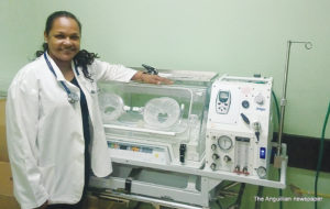 Dr. Indira Singh- Minott with equipment