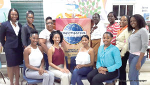 Toastmasters speechcraft coordinators (standing) and Queen contestants (sitting)