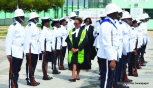 Justice Mathurin inspecting Guard of Honour